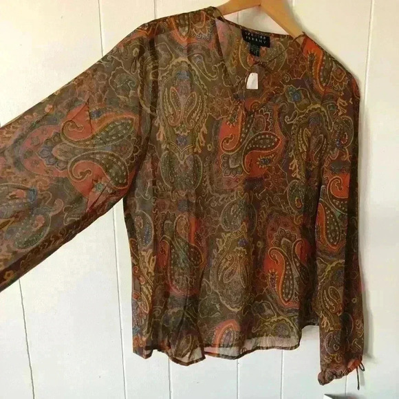 Spenser Jeremy Paisley Silk Top Blouse Size 14 - Picture 3 of 8